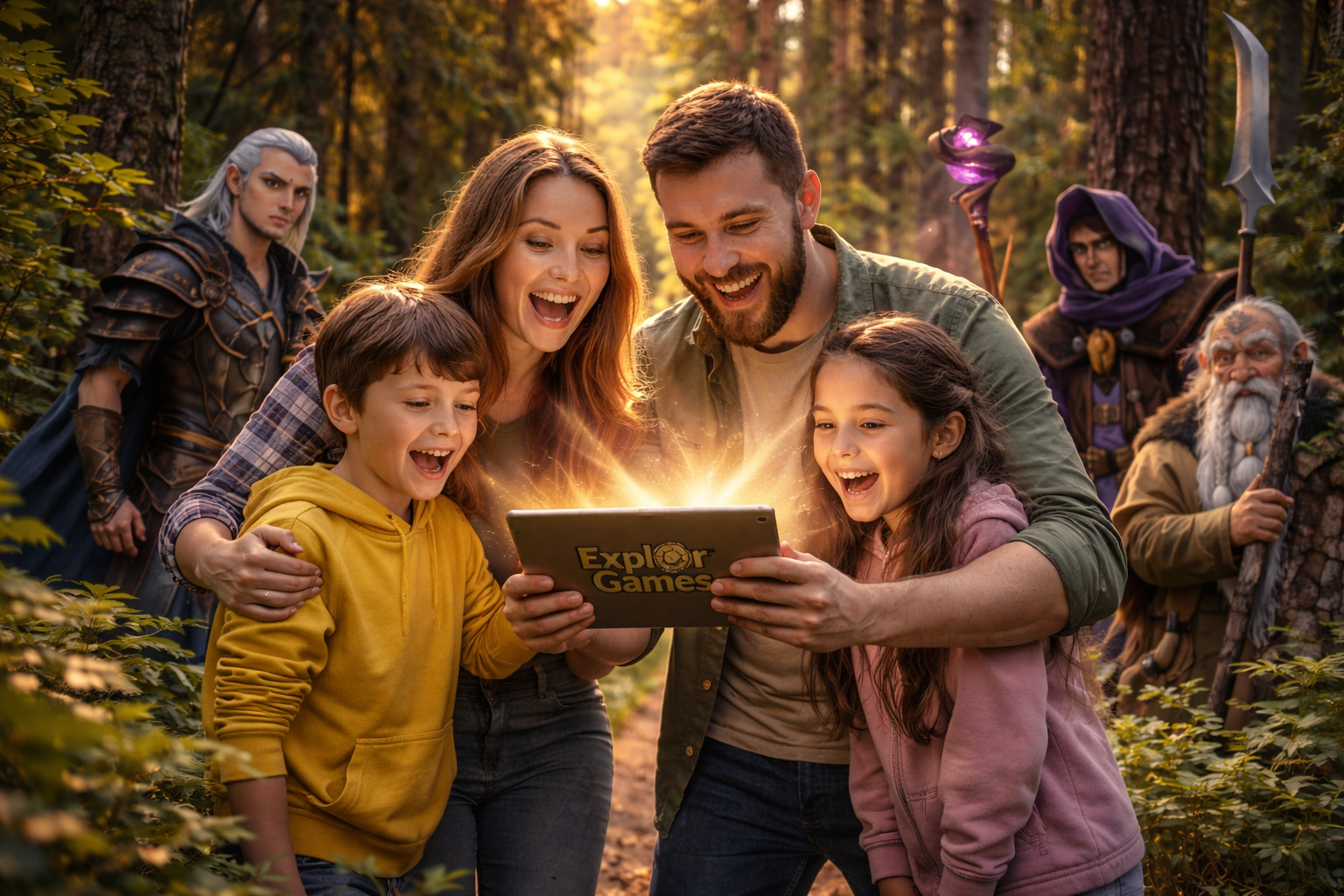 Famille jouant aux Druides de Cellardhor